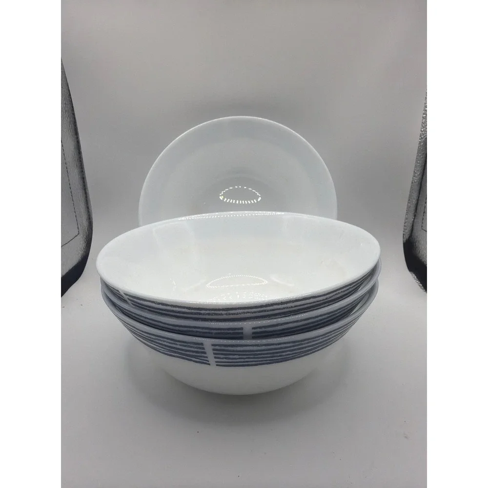4 Corelle Everyday Expressions Geometrica Blue Soup/Cereal Bowls